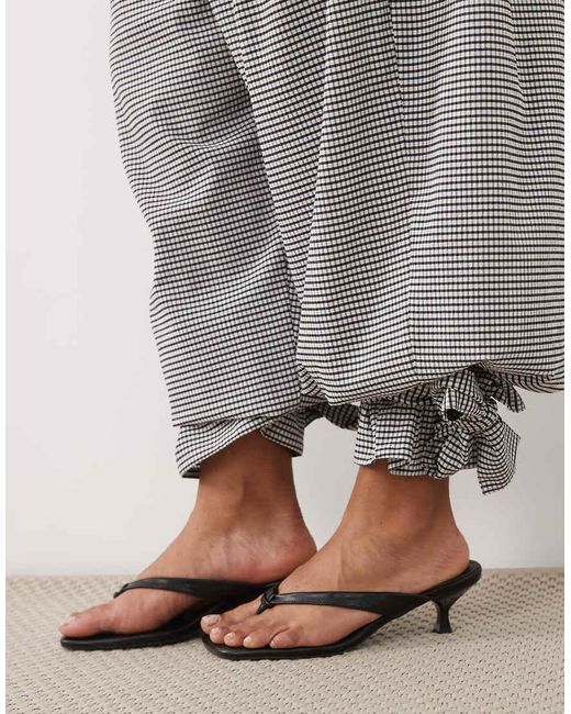 ASOS Gray Curve Gingham Balloon Pants With Tie Cuff - Part Of A Set