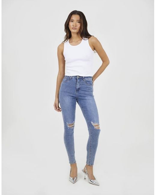 Brave Soul Blue Ripped Skinny Jeans