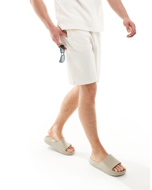 Bershka White Textured Jersey Shorts for men
