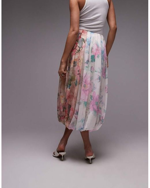 Falda Larga Drapeada Con Estampado Floral Variado Dividido De ASOS de color Gray