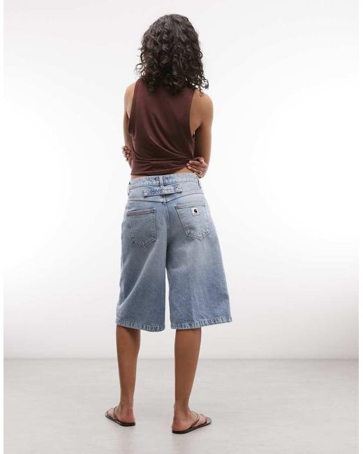 Carhartt Blue Belmont Shorts With Cinch Back Belt