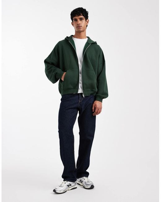 ASOS Green Essentials Extreme Oversized Zip Through for men