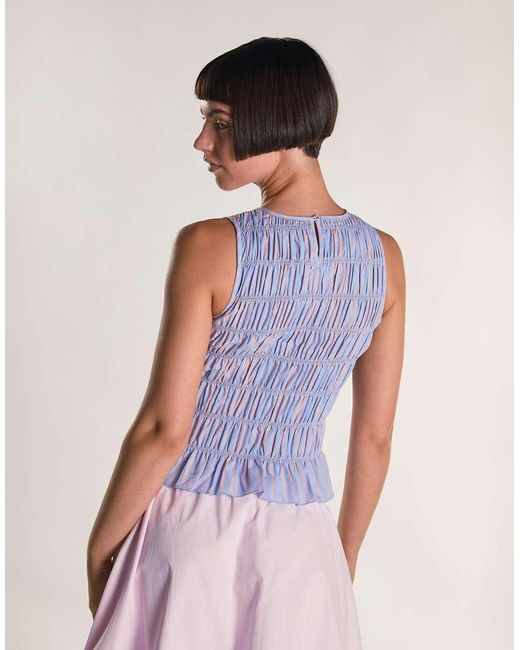 Glamorous Blue Shirring Vest Top