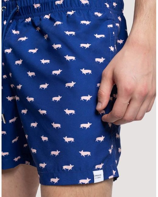 Apreslife Blue Pigs Swim Shorts for men