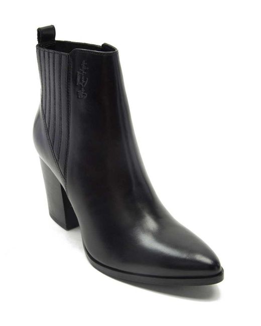 OFF THE HOOK Black Finsbury High Heel Leather Ankle Boots