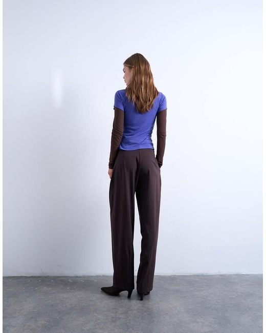 TOPSHOP Blue Tailored Pleated Ovoid Trouser