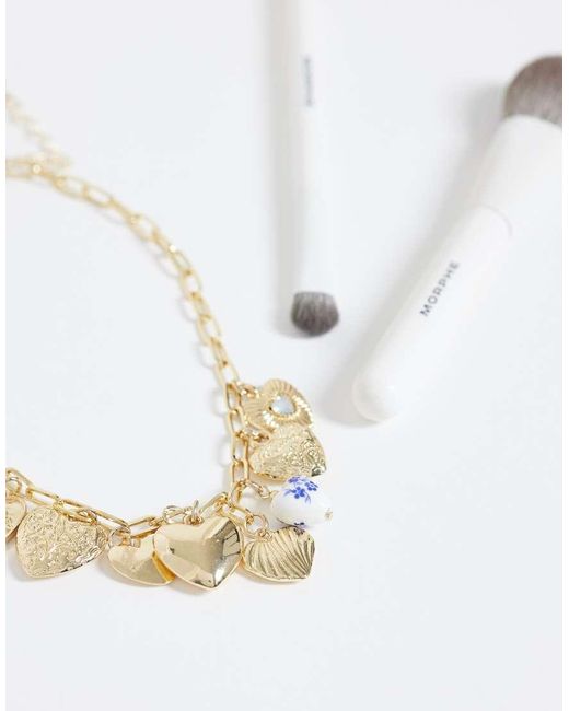 ONLY Metallic Heart Charms Necklace