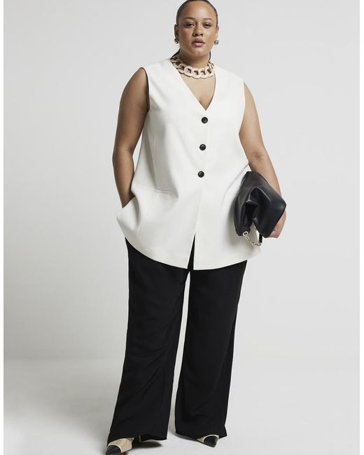River Island White Longline Waistcoat