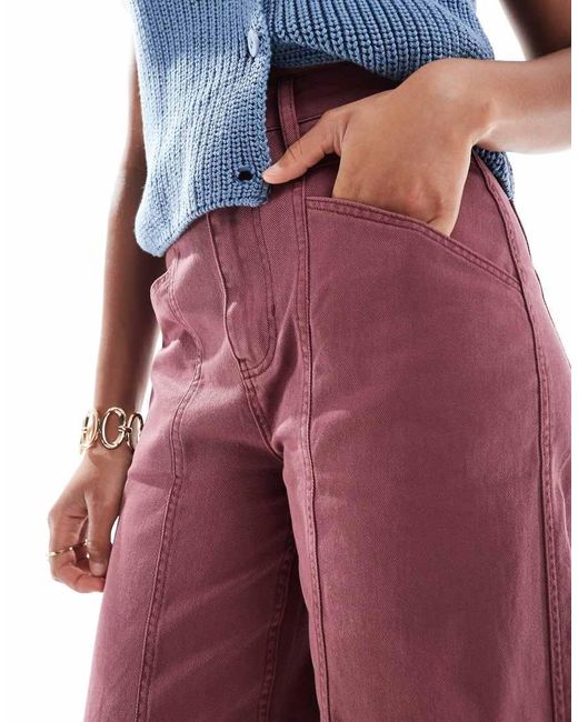 Pantalones Color Ciruela Lavado De Corte Barrel Con Detalle De Costura De ASOS de color Multicolor