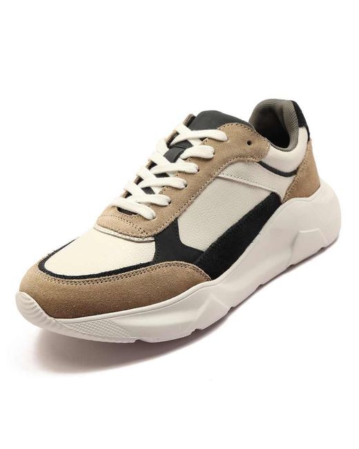 OFF THE HOOK Natural 'Roxy' Casual Lace-Up Leather Trainers for men