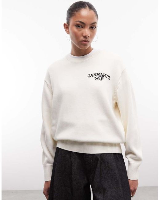 Carhartt White hugging Cats Knitted Jumper