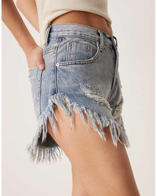 Glamorous Blue Distressed Denim Shorts