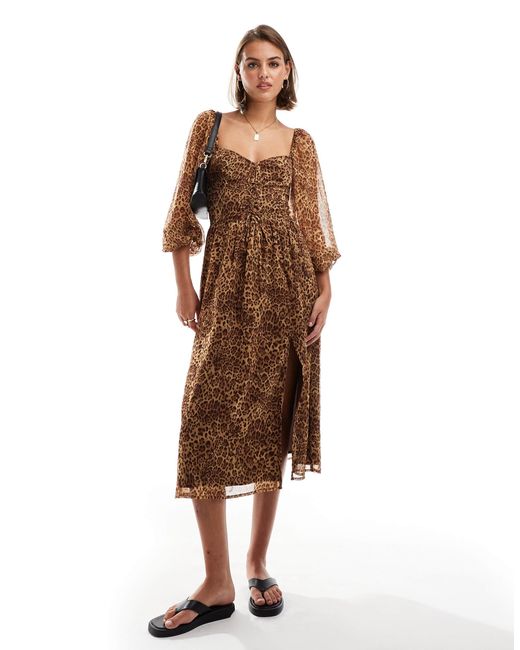 Miss Selfridge Brown Chiffon Corset Lace-up Maxi Dress