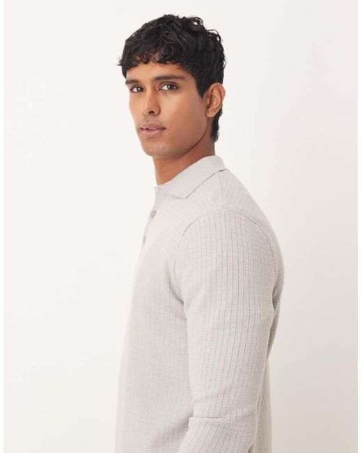 ASOS Gebreide Polo Met Textuur in het White voor heren