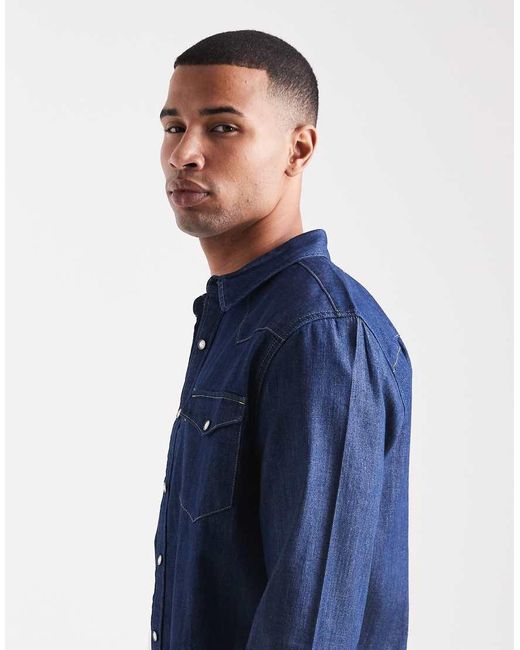 Levi's Blue Barstow Western Standard Fit Denim Shirt for men