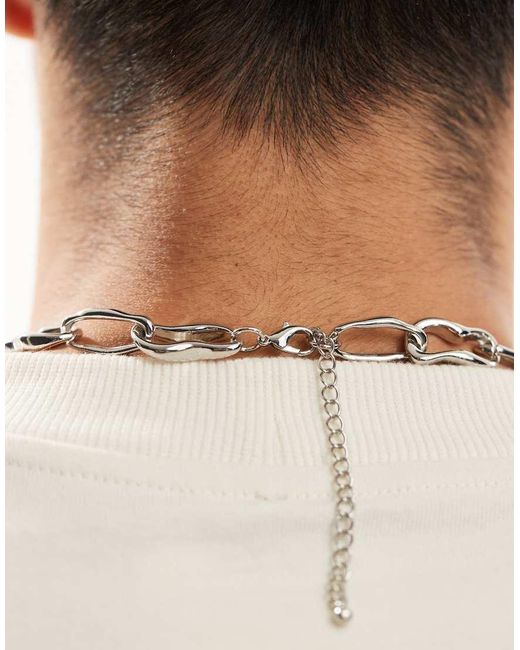 Collana A Catenina Spessa Effetto Metallo Fuso di ASOS in Natural da Uomo