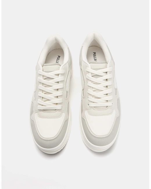 Pull&Bear – lässige basic-sneaker in Natural für Herren