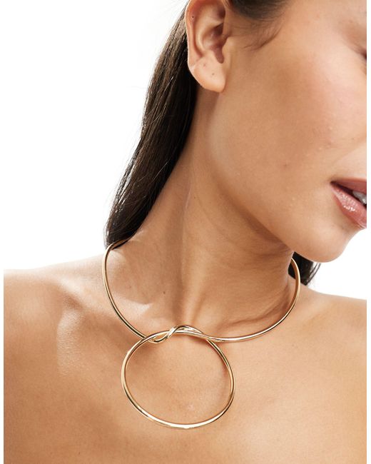 ASOS Brown Torque Necklace With Oversized Knot Design