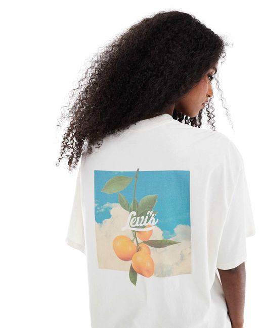 Levi's Blue Oversized T-shirt With Orange Back Print