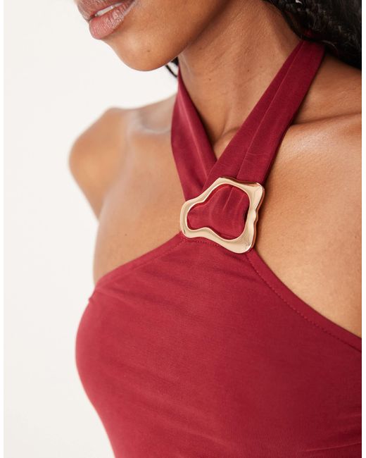 Motel Red Lorie Halter Neck Top