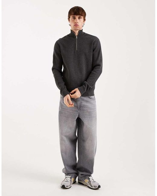 Only & Sons Gray Half Zip Knitted Jumper for men