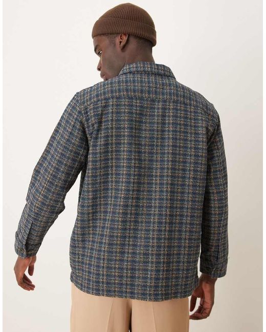 SELECTED Black Oversized Boxy Textured Overshirt for men