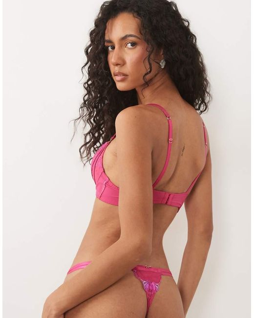 Ann Summers Pink Magnetizing Foiled Embroidery Tanga Thong