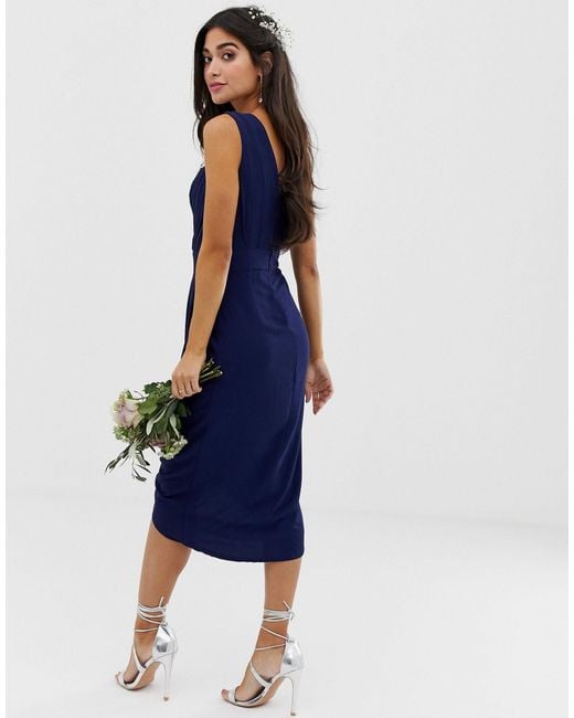 navy bridesmaid dresses midi