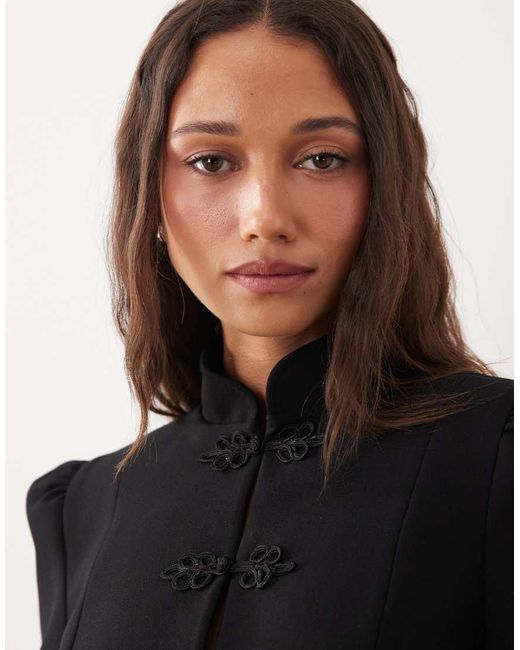 Miss Selfridge Black Tailored Puff Sleeve Jacket In