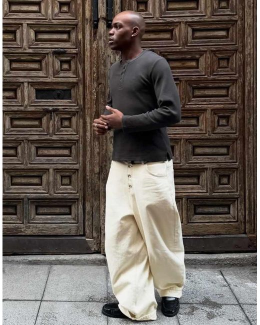 Bershka Brown Barrel Jeans for men