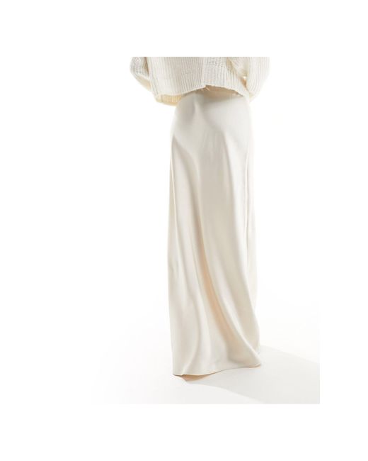 ASOS White Tie Waist Detail Satin Bias Maxi Skirt