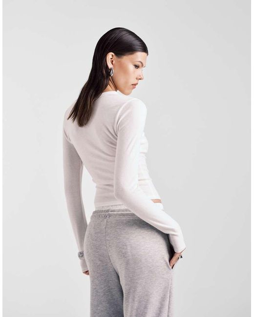 ASOS White Soft Long Sleeve Shrunken Tee