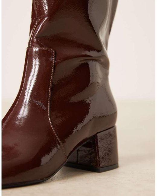 ASOS Natural Cookie Round Toe Pull On Knee Boots