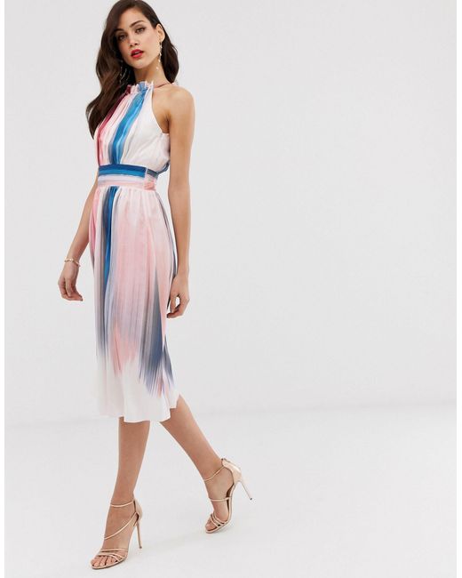 lipsy stripe pleated skirt dress