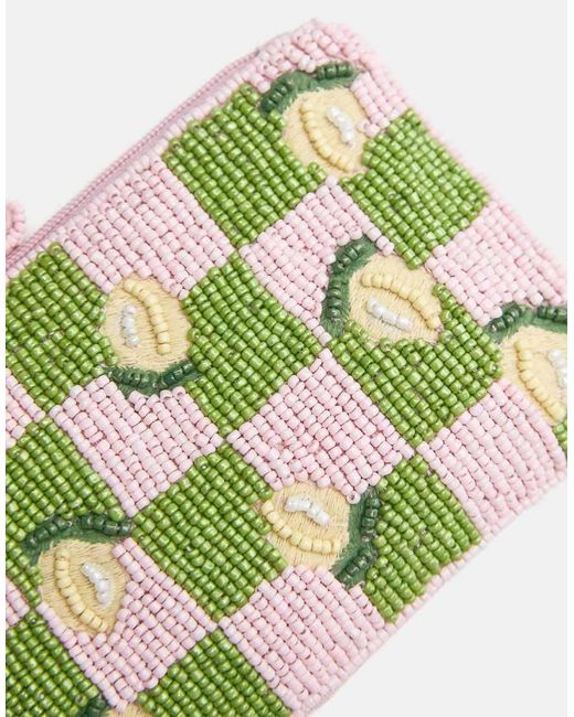 Portafoglio Rosa Con Zip E Perline di Pull&Bear in Green