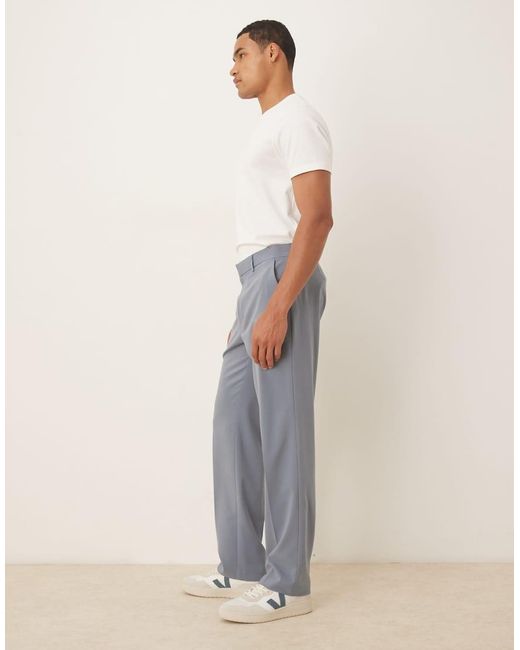 ASOS Blue Straight Leg Suit Pants for men