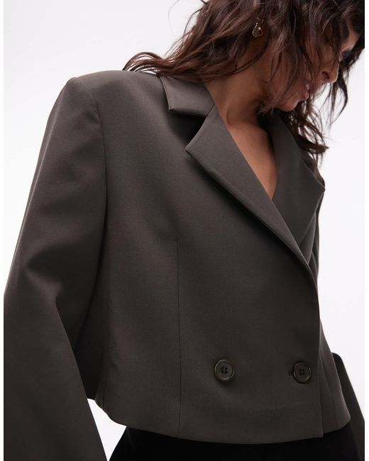 ASOS White Cropped Double Breasted Blazer