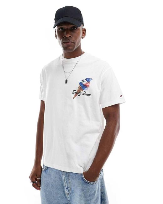Tommy Hilfiger T-Shirt Met Ijsjesprint Op De Achterkant in het White voor heren