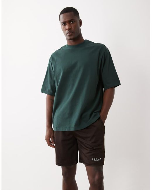 Only & Sons Green Relaxed Fit Mesh Basketball Shorts for men
