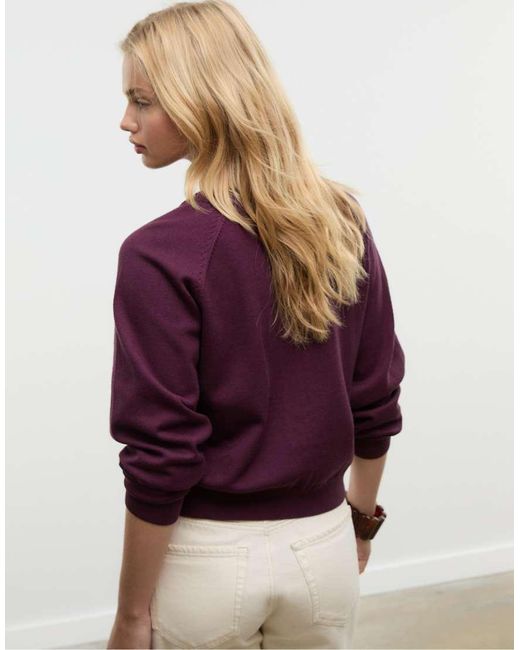 Stradivarius Gebreid Vest Met Knopen En Raglanmouwen in het Purple