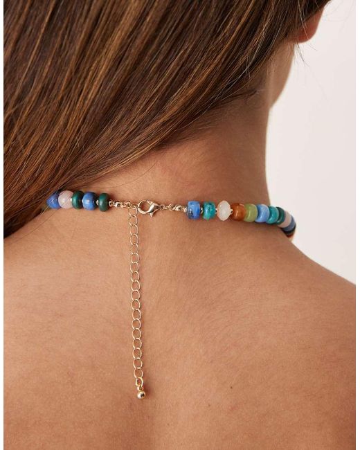 Collana Corta Con Perline Sintetiche E Ciondolo A Forma Di Occhio di ASOS in Natural
