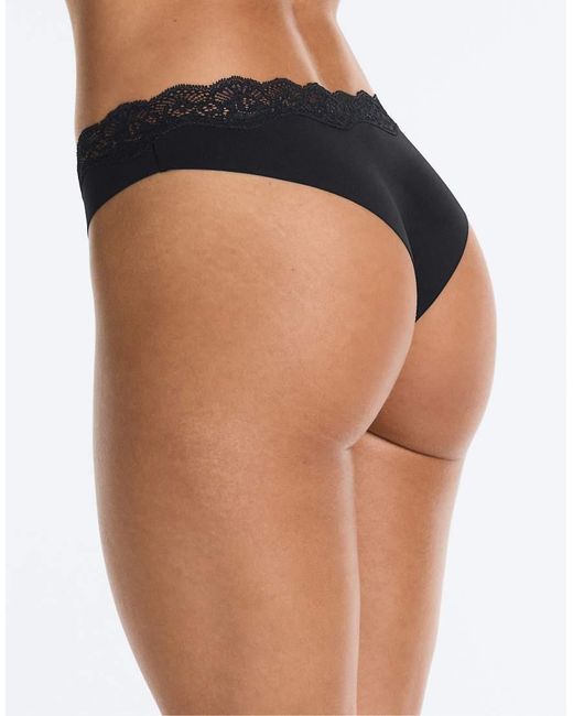 Oysho Black 3 V-Cut Lace Laser-Cut Polyamide Brazilian Briefs