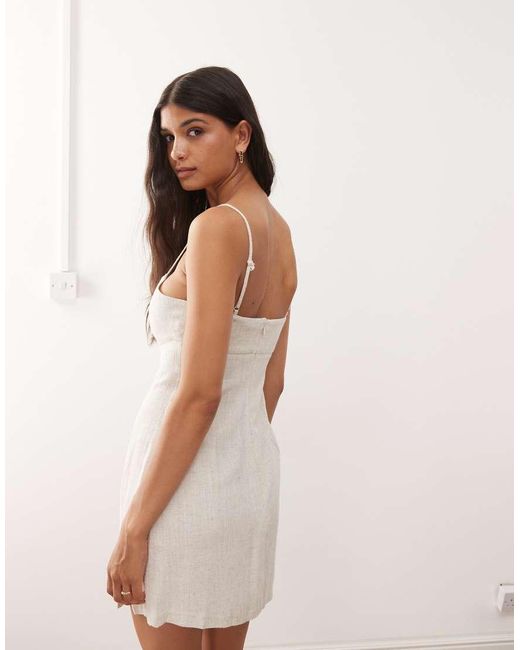 Miss Selfridge White Linen Blend Split Hem Cami Dress