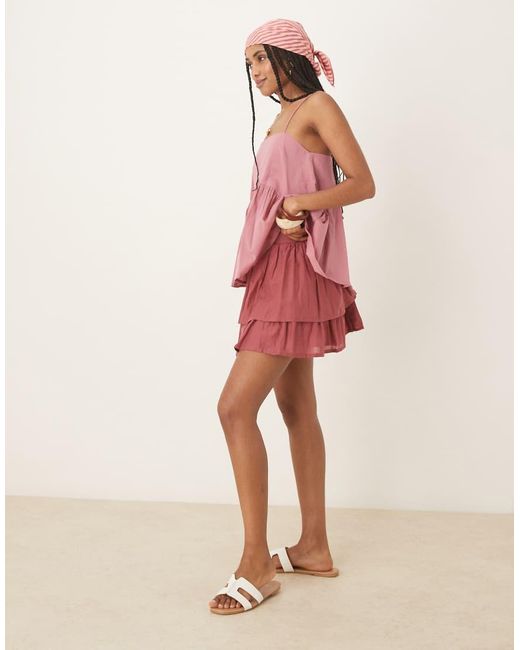 Gonna Bordeaux A Ruota di ASOS in Pink
