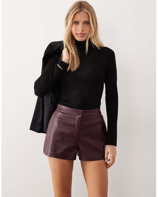 ASOS Black Pu Mid Rise Shorts