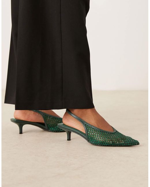 Sydney - chaussures à petit talon et bride arrière avec ornements ASOS en coloris Green