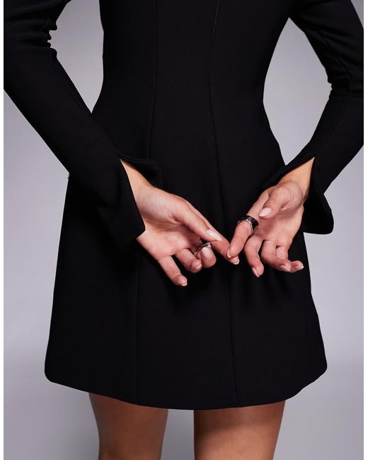 Forever New Black Long Sleeve Structured Mini Dress