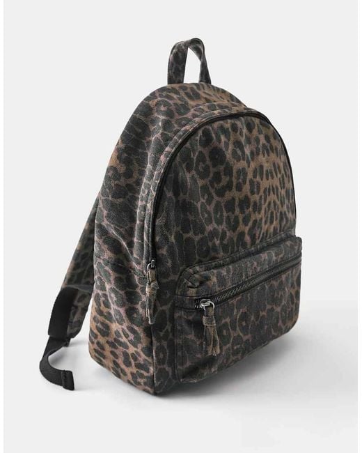 Pull&Bear Black Leopard Print Backpack