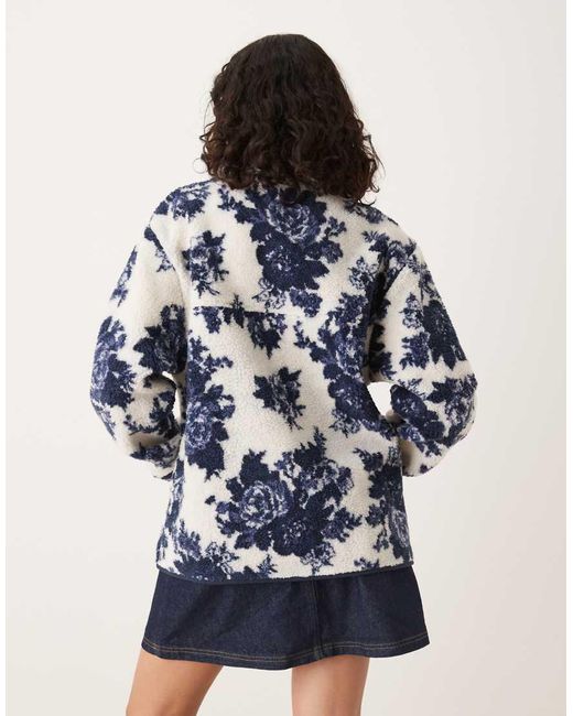 ASOS Blue Zip Through Borg Fleece