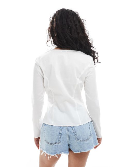Miss Selfridge White – figurbetonte hemdbluse aus popeline mit rüschen